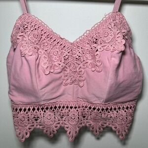 Vintage‎ MUDD tank crop top fairy Y2K 90's Bratz crochet pink summer spring XS